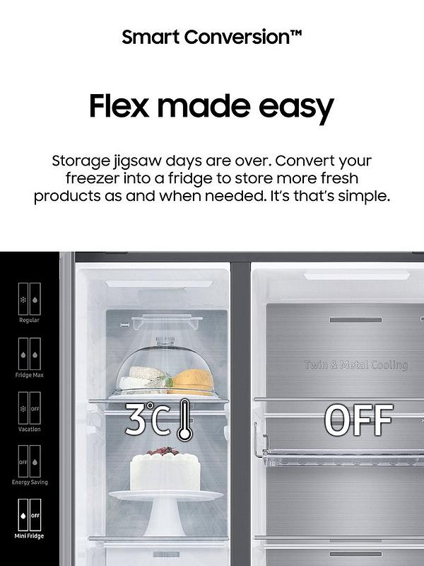 Samsung RS66A8101S9/EU Series 6 American-Style Fridge Freezer with SpaceMax Technology - E Rated - Silver - Image 5
